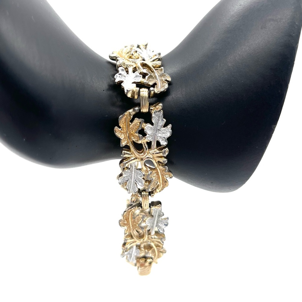 Vintage Sarah Coventry Fall Leaves Silver and Gold Bracelet